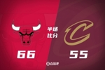 公牛半场66-55领先骑士 布泽利斯14分 吉迪11+6+3 加兰16+4